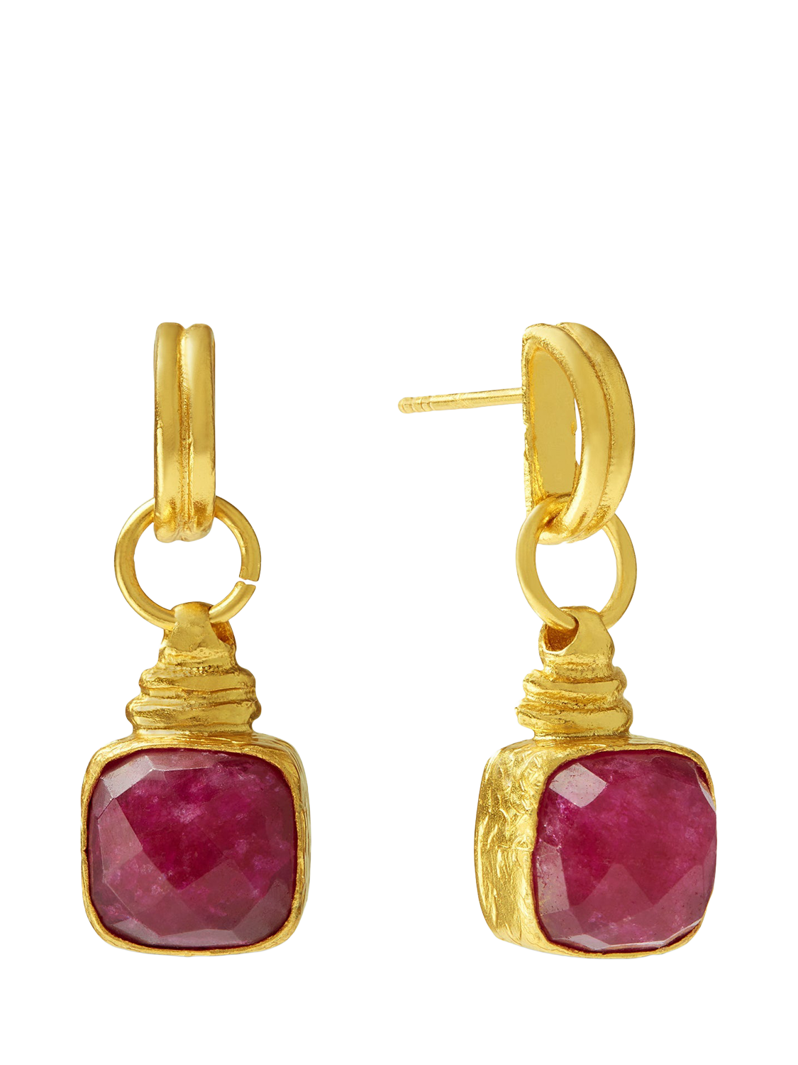 Product image 1 of 4, which shows Ottoman Hands Eleanor Semi Precious Ruby Stud Earrings, Gold