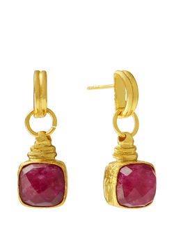 Ottoman Hands Eleanor Semi Precious Ruby Stud Earrings, Gold, Gold