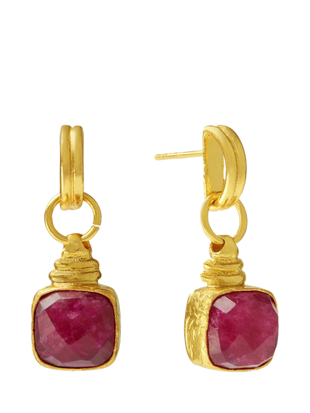 Ottoman Hands Eleanor Semi Precious Ruby Stud Earrings, Gold, Gold