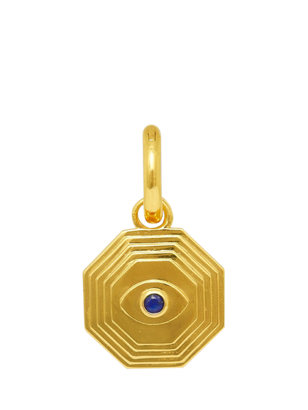 Ottoman Hands Lapis Art Deco Evil Eye Charm, Gold, Gold