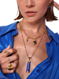 Ottoman Hands Lapis Art Deco Evil Eye Charm, Gold