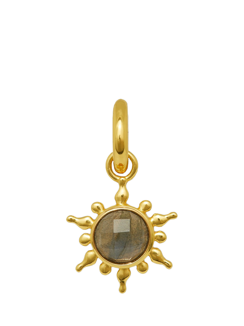 Product image 1 of 4, which shows Ottoman Hands Labradorite Sun Charm, Gold