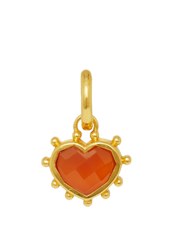 Ottoman Hands Red Onyx Heart Charm, Gold, Gold