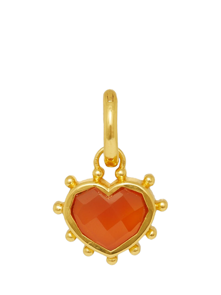 Ottoman Hands Red Onyx Heart Charm, Gold, Gold