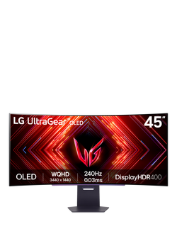 LG UltraGear 45GS95QE OLED HDR Ultra Wide Quad HD Curved Gaming Monitor, 45”, Purple Grey/Black, Purple Grey/Black