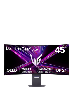 LG UltraGear 45GX950A OLED HDR 5K2K Wide HD Curved Gaming Monitor with Dual Mode, 45”, Black, Black