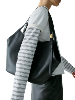 kate spade new york Deco Tulip Leather Tote Bag, Black - view 2, Black