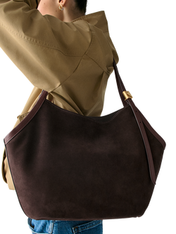 kate spade new york Deco Tulip Leather Tote Bag, Black - view 2, Hot Fudge