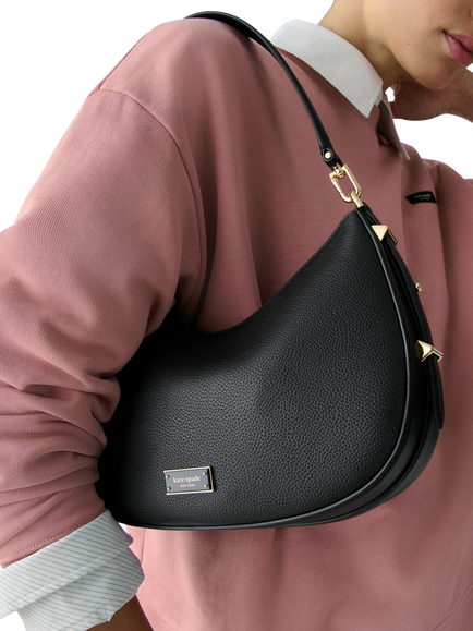 kate spade new york Liv Leather Slouchy Shoulder Bag, Black - view 2, Black