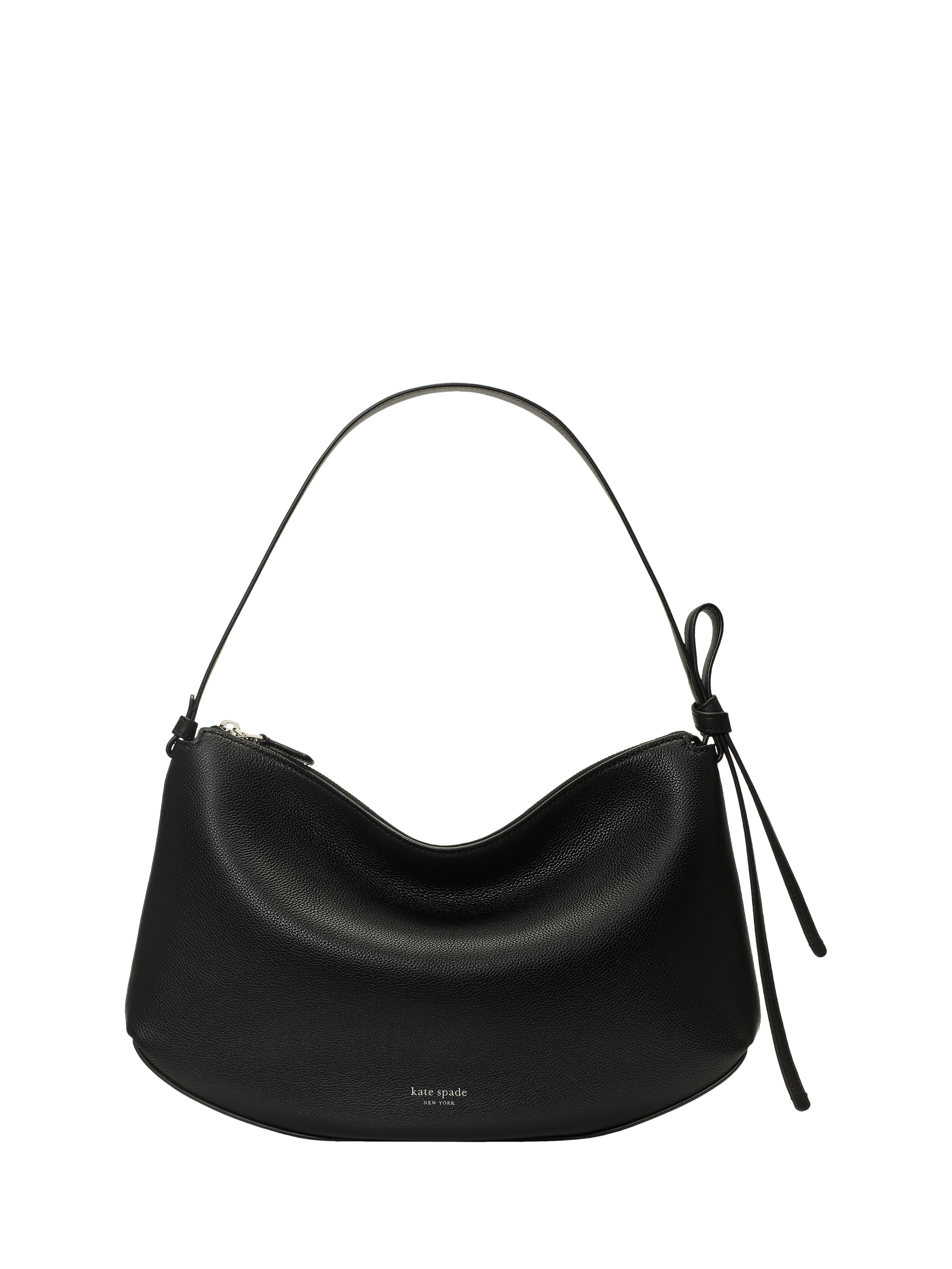 Product image 1 of 4, which shows kate spade new york Loop Leather Slouchy Shoulder Bag, Black