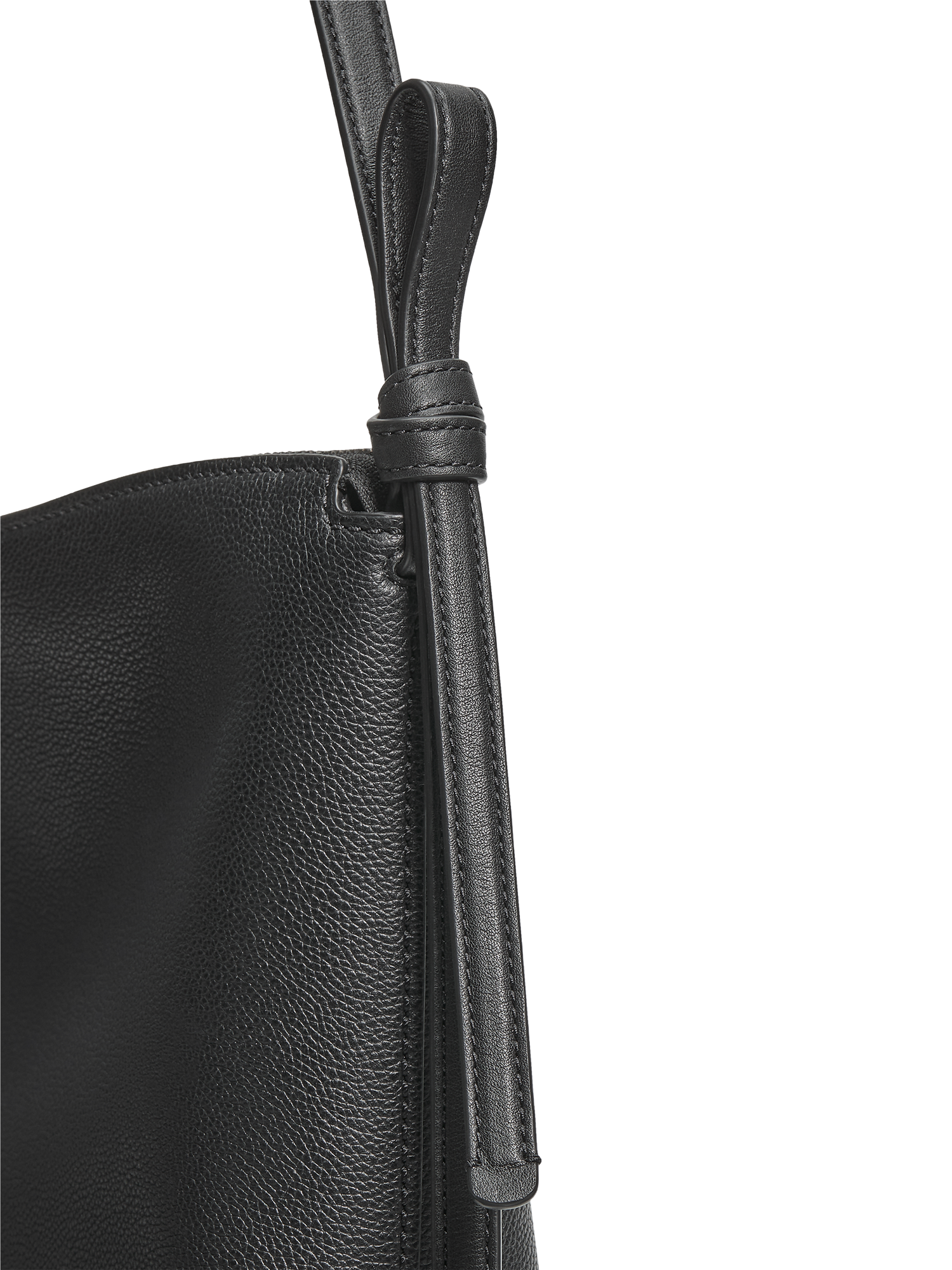 Product image 3 of 4, which shows kate spade new york Loop Leather Slouchy Shoulder Bag, Black