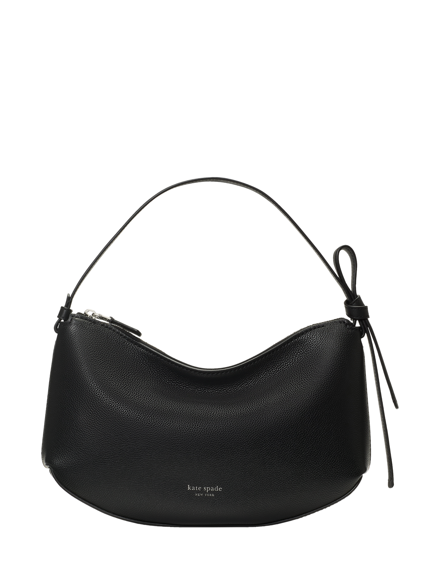 Product image 1 of 4, which shows kate spade new york Loop Leather Slouchy Shoulder Bag, Black
