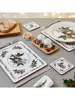 Pimpernel Holly & Ivy Cork-Backed Placemats & Coasters, Set of 6, Green/Red - view 2, Holly/Ivy