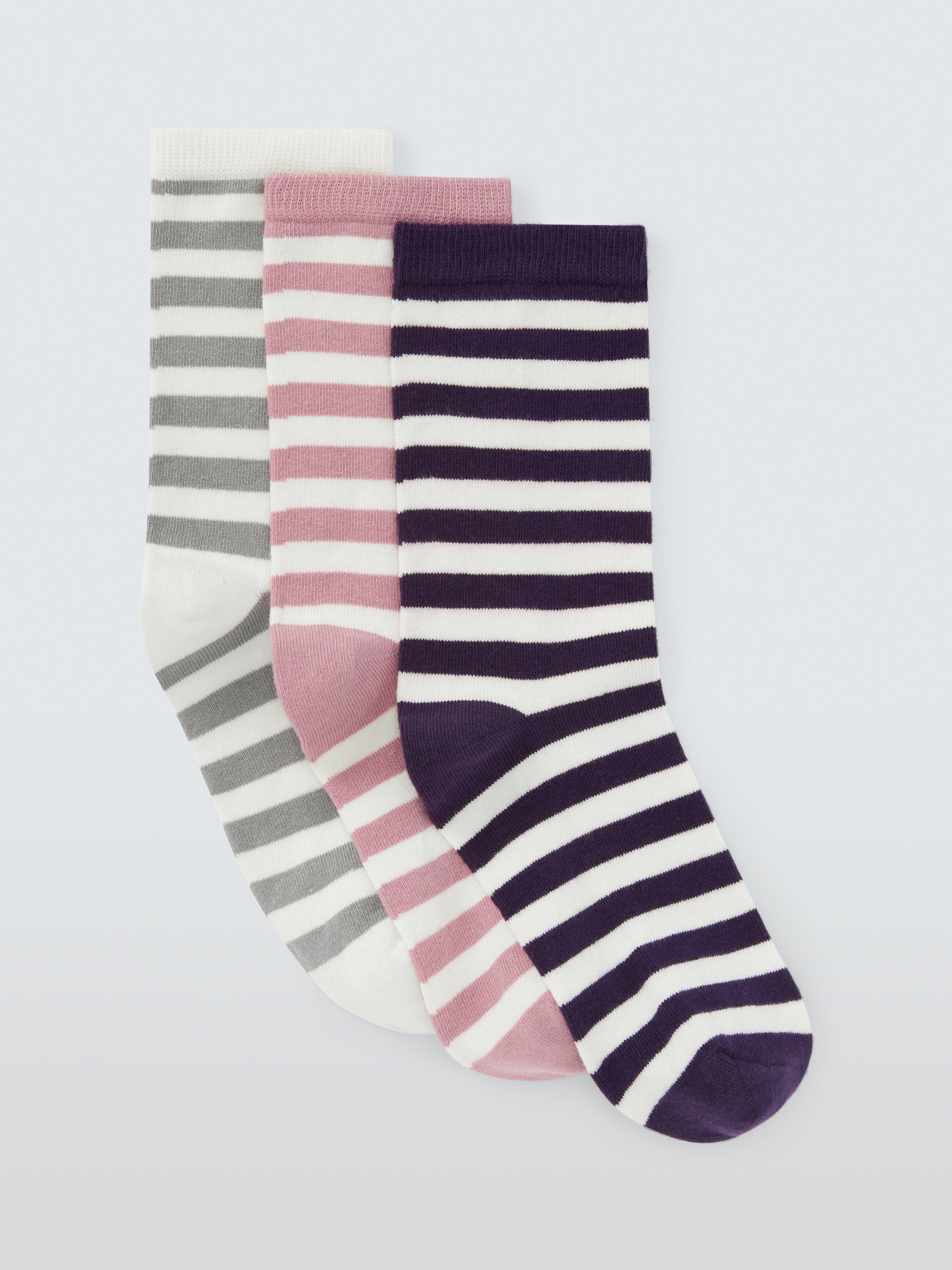 Product image 1 of 2, which shows John Lewis Stripe Ankle Socks, Pack of 3, Multi