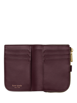 kate spade new york Deco Leather Compact Wallet, Blackberry Jam - view 2, Blackberry Jam