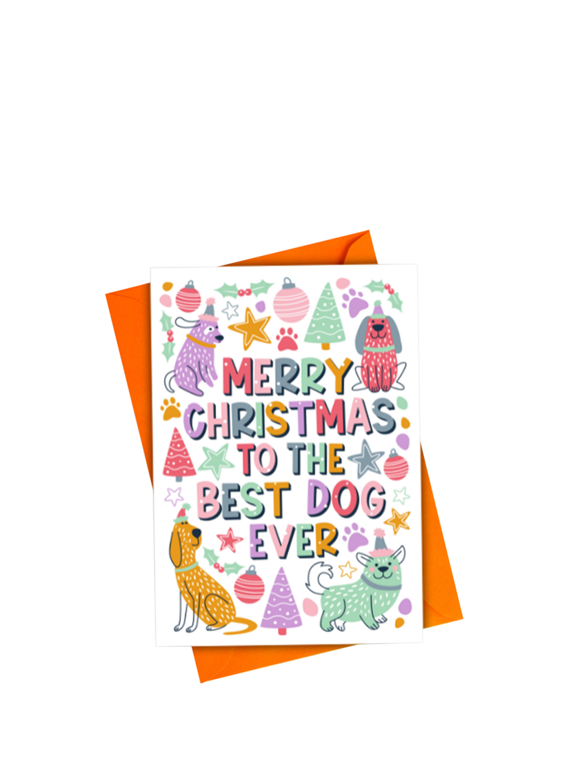 Scoff Paper Dog Christmas Card