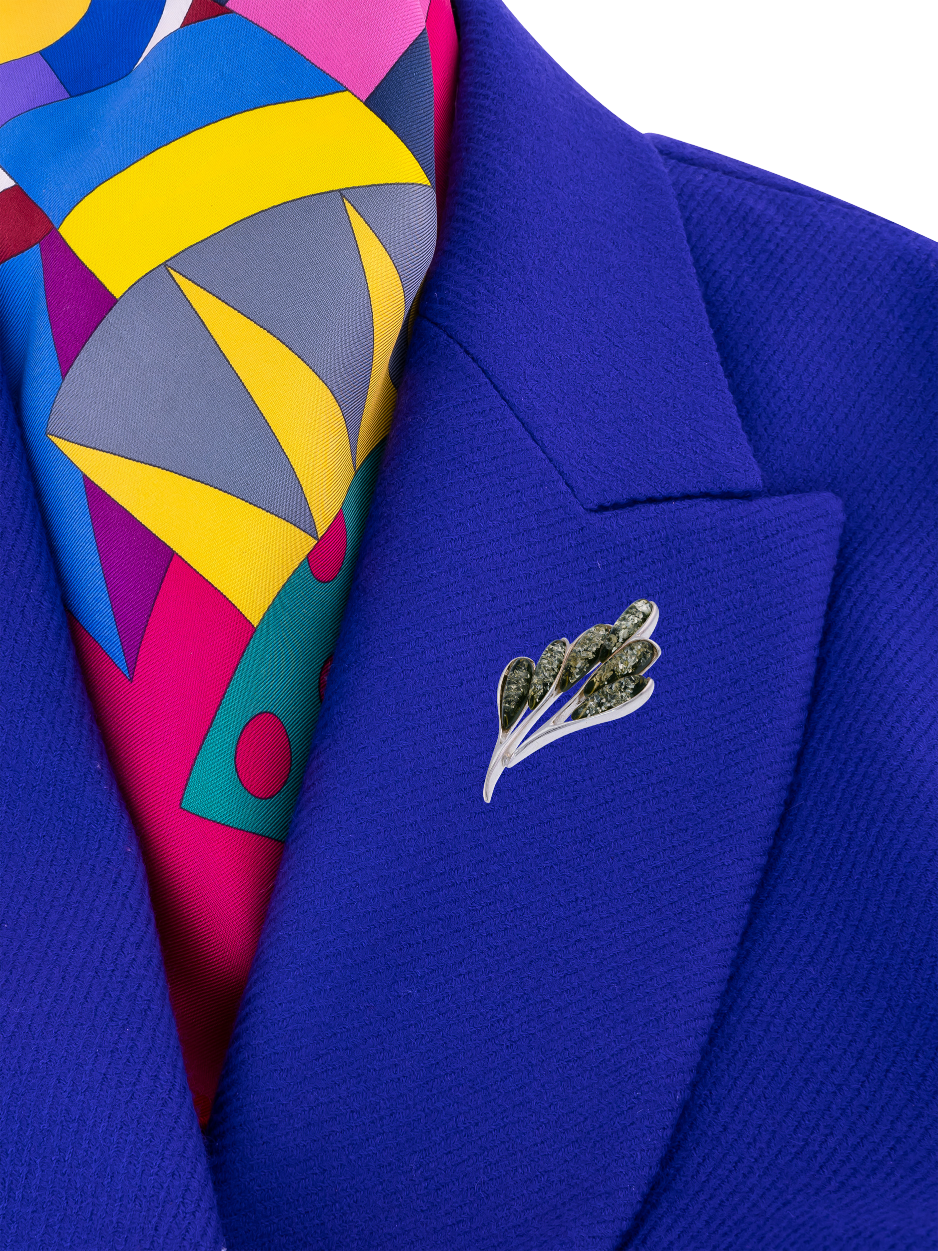 Product image 2 of 4, which shows Be-Jewelled Green Baltic Amber Leaf Brooch