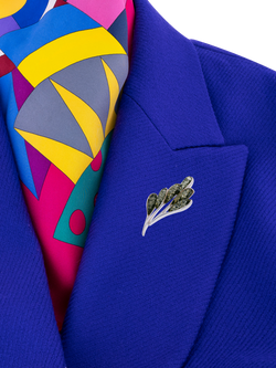 Be-Jewelled Green Baltic Amber Leaf Brooch - view 2, Green Baltic Amber, Silver