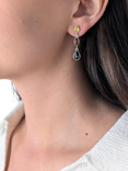 Be-Jewelled Baltic Amber Drop Stud Earrings, Gold/Multi