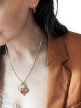 Be-Jewelled Baltic Cognac Amber Pendant, Silver/Cognac
