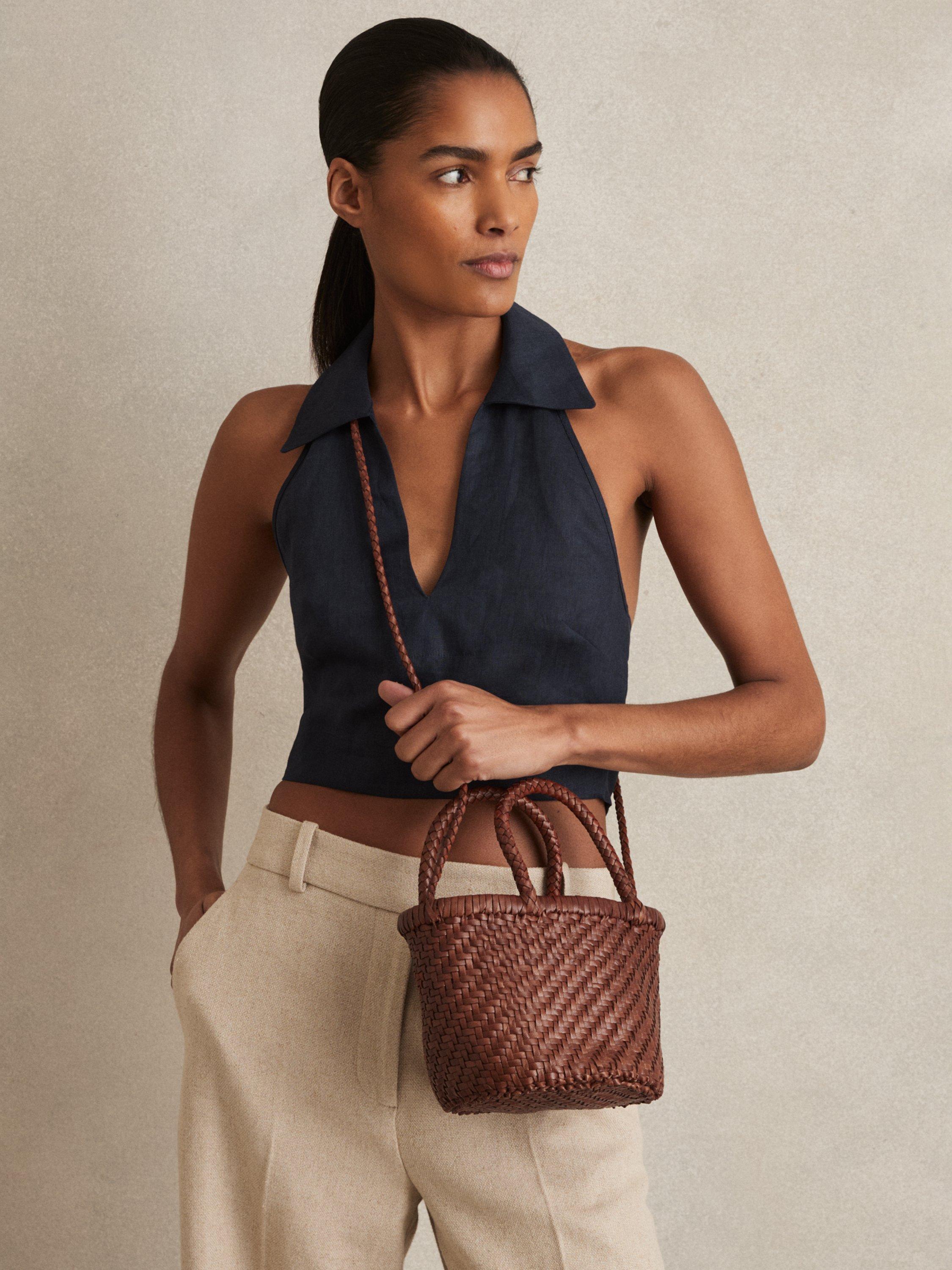 Product image 4 of 5, which shows Reiss Nia Leather Tote Bag, Tan
