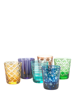 pols potten Cuttings Glass Tumbler, Set of 6, 250ml, Multi, Multi
