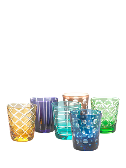 pols potten Cuttings Glass Tumbler, Set of 6, 250ml, Multi, Multi