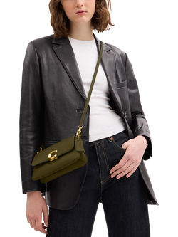 Coach Jet Leather Shoulder Bag - view 2, Olive