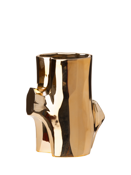pols potten Porcelain Log Vase, H21cm, Gold, Gold