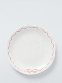 John Lewis Flora Bow Fine China Dinner Plate, 27cm, Pink, Multi