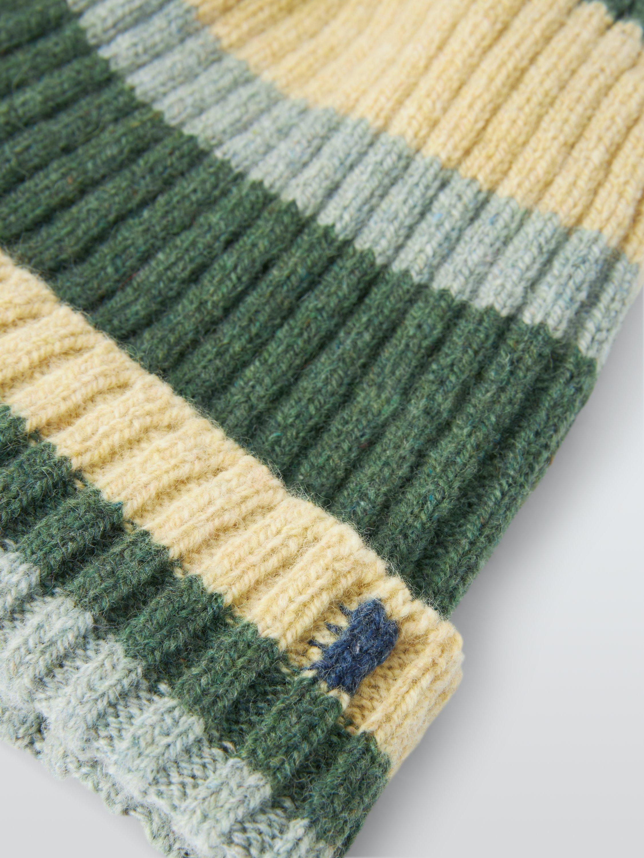 Product image 4 of 4, which shows John Lewis Closed Loop Initiative Recycled Wool Striped Beanie, Green
