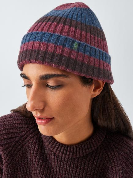 John Lewis Closed Loop Initiative Recycled Wool Striped Beanie, Red Stripe
