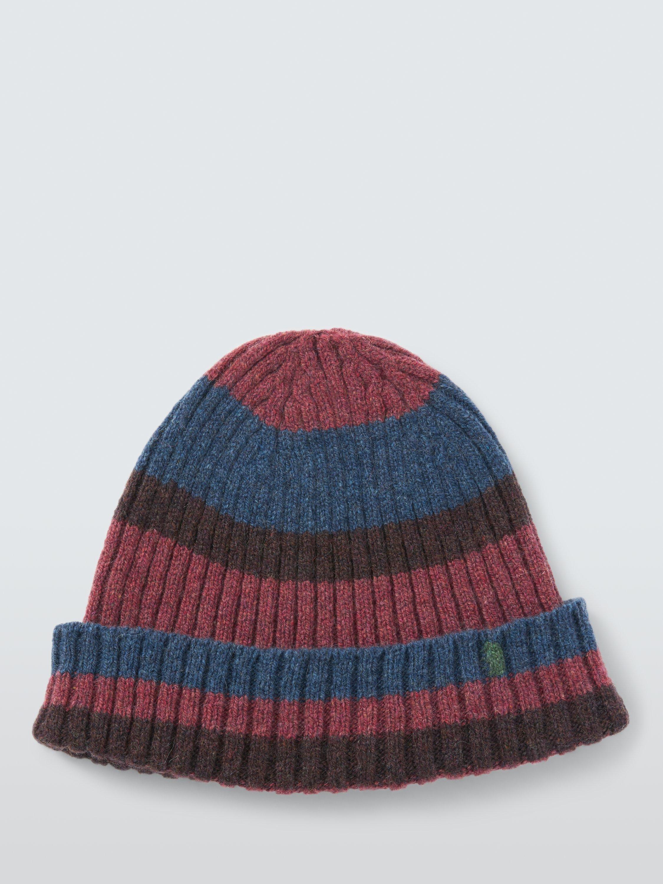 Product image 4 of 4, which shows John Lewis Closed Loop Initiative Recycled Wool Striped Beanie, Red
