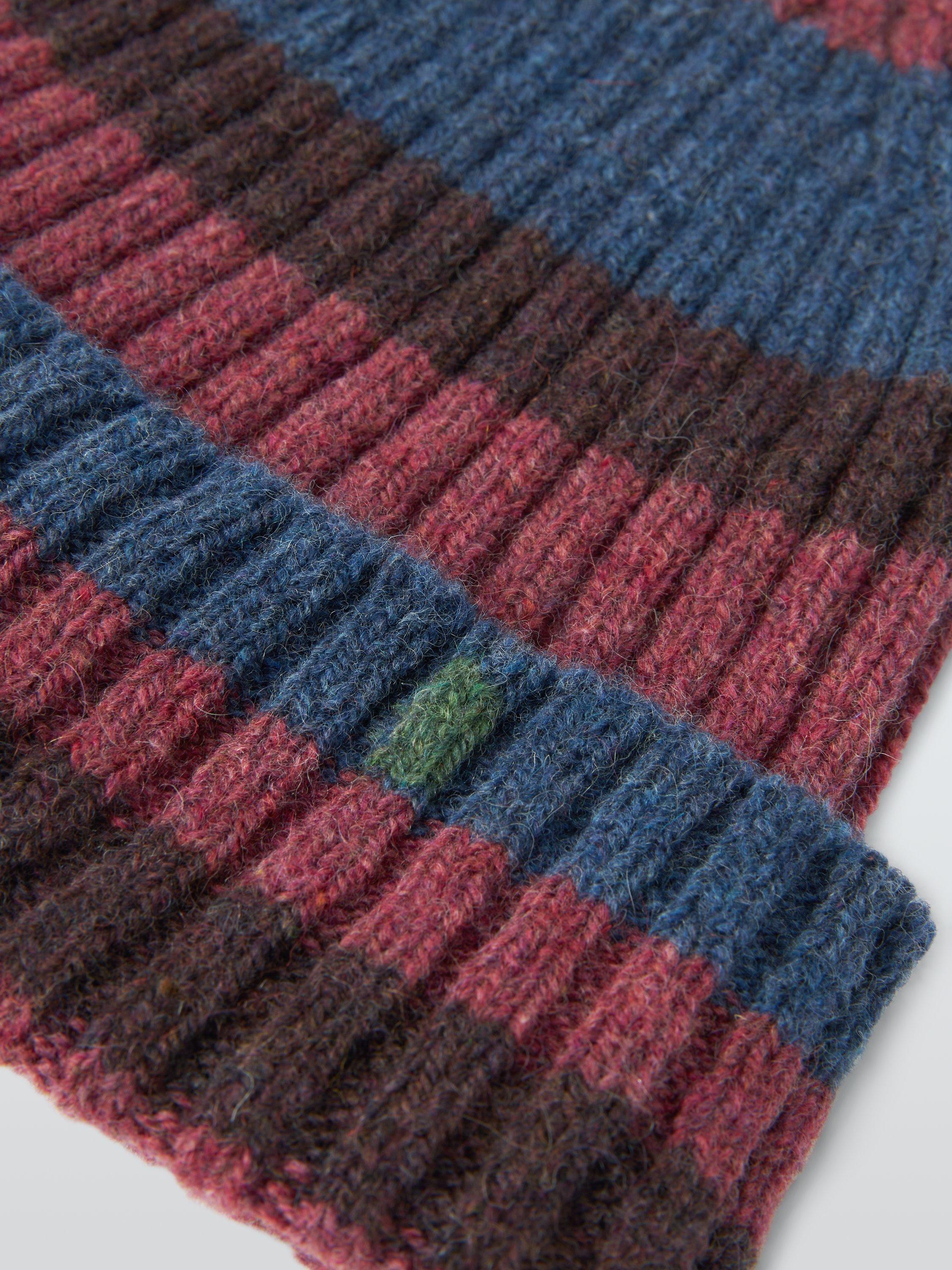 Product image 3 of 4, which shows John Lewis Closed Loop Initiative Recycled Wool Striped Beanie, Red