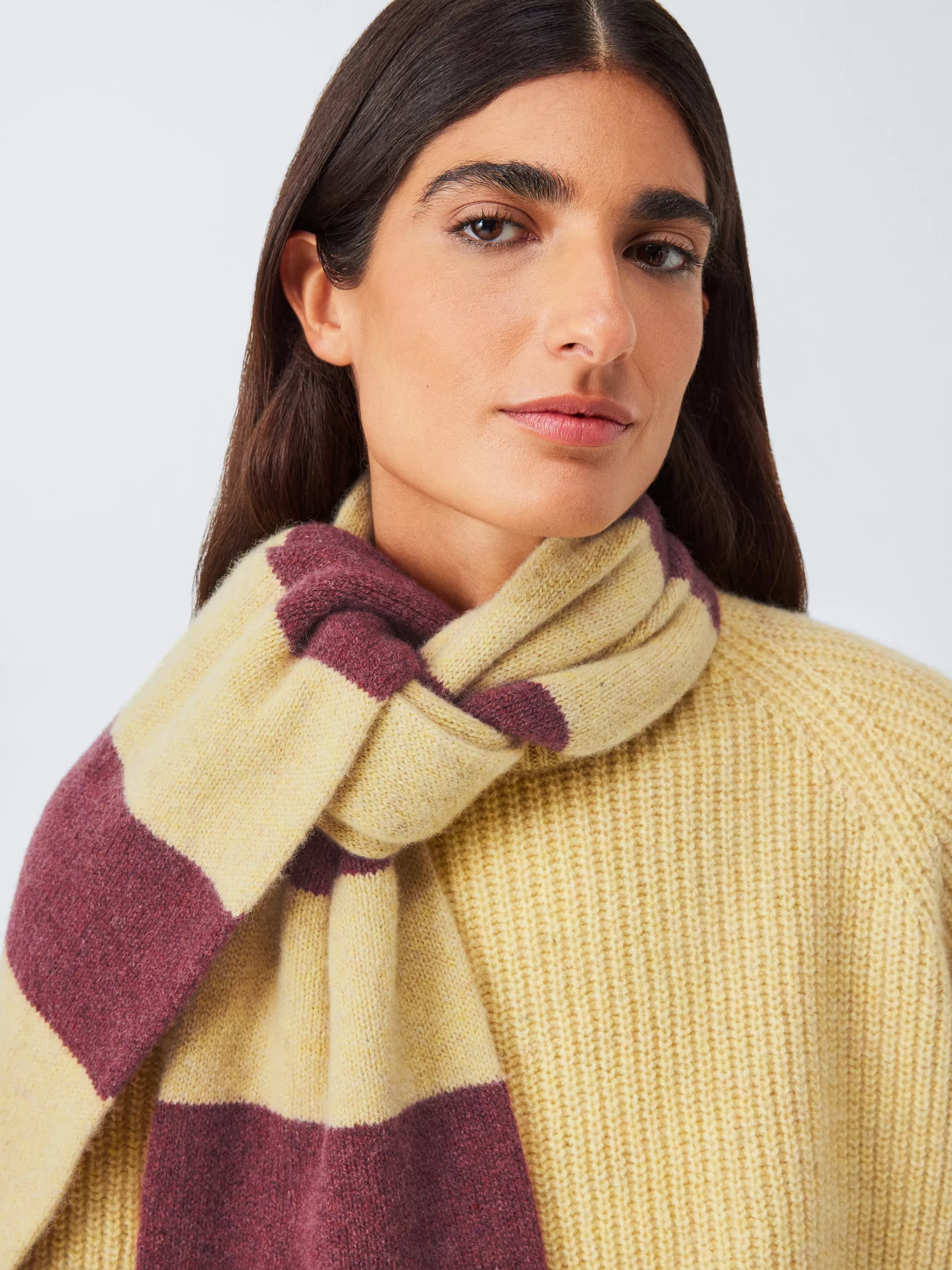 John Lewis Closed Loop Initiative Recycled Wool Striped Scarf, Red