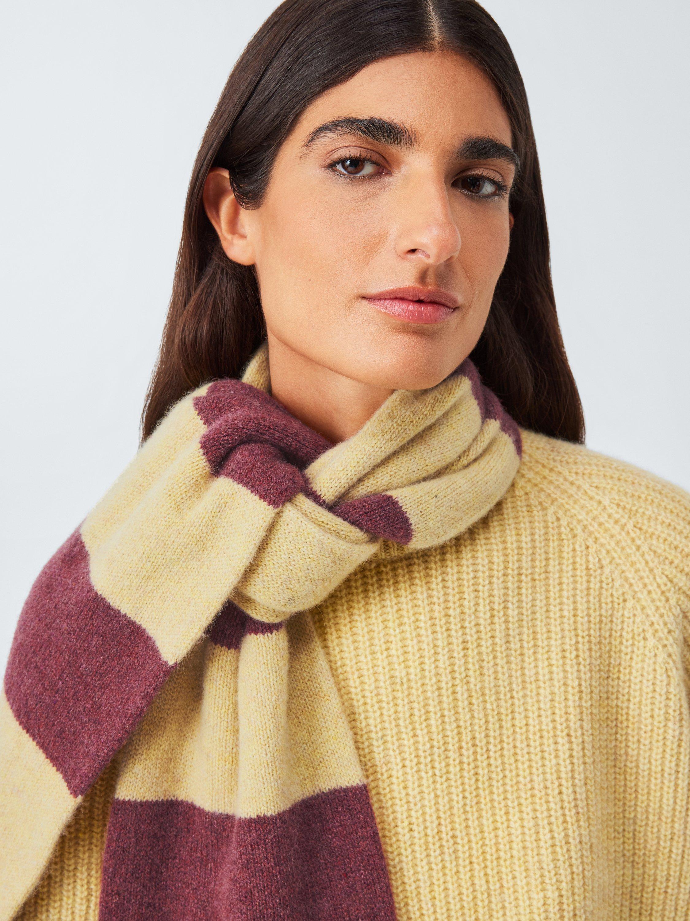 Product image 5 of 6, which shows John Lewis Closed Loop Initiative Recycled Wool Striped Scarf, Red/Yellow
