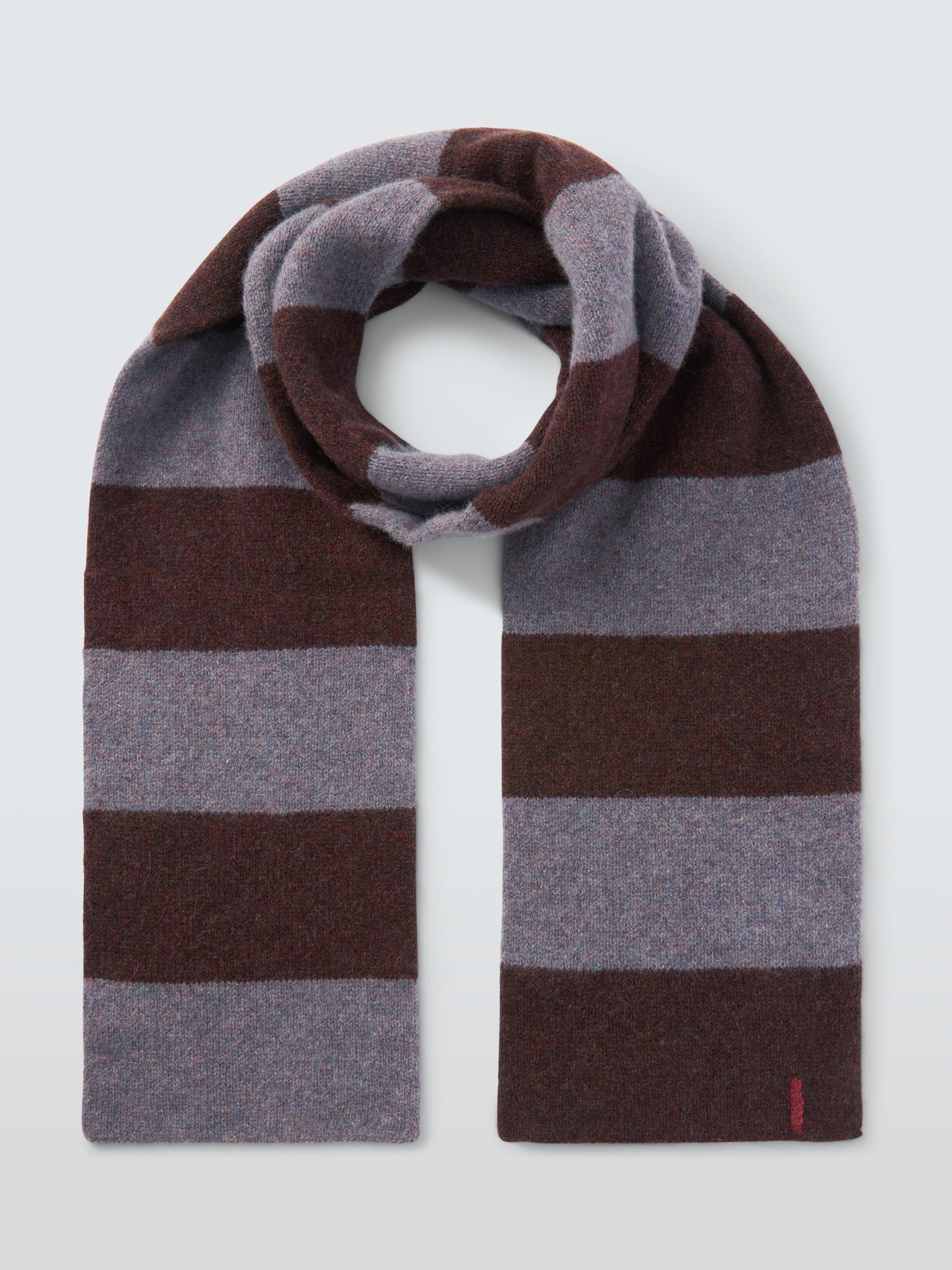 Product image 2 of 6, which shows John Lewis Closed Loop Initiative Recycled Wool Striped Scarf, Fig/Purple