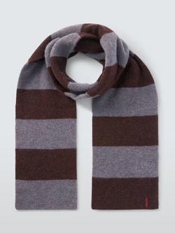 John Lewis Closed Loop Initiative Recycled Wool Striped Scarf - view 2, Fig/ Purple