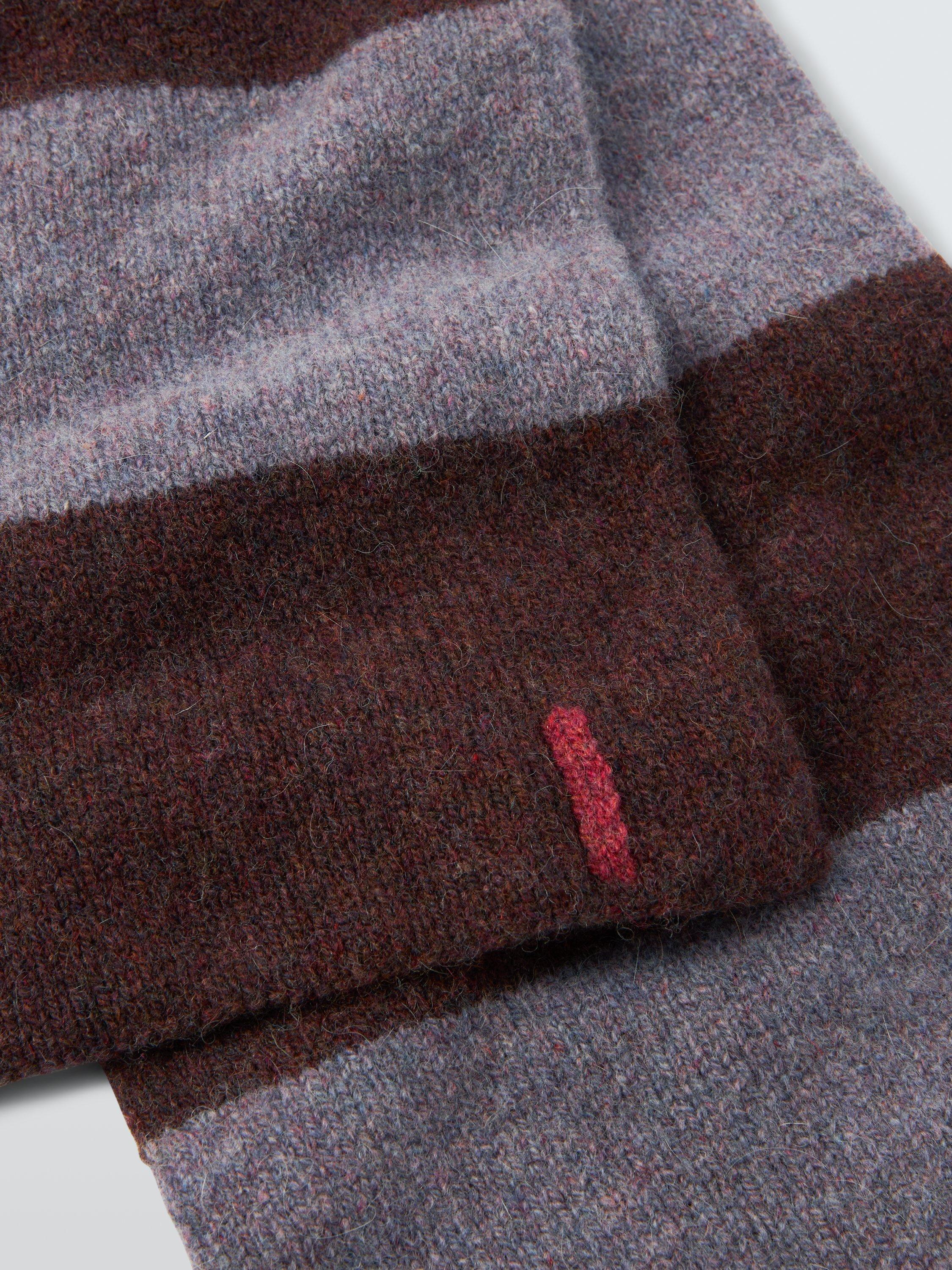 Product image 4 of 6, which shows John Lewis Closed Loop Initiative Recycled Wool Striped Scarf, Fig/Purple