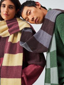 John Lewis Closed Loop Initiative Recycled Wool Striped Scarf, Fig/ Purple