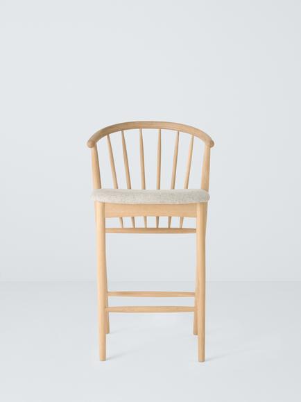 John Lewis Kinross II Bar Chair, Oak/Upholstered Seat - view 2, Oak