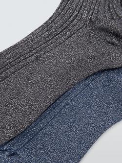 John Lewis Ribbed Sparkle Socks, Pack of 2, Blue/Multi - view 2, Blue/Multi