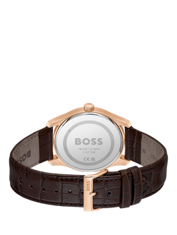 HUGO BOSS 1514273 Men's Principle Master Leather Strap Watch - view 2, Silver