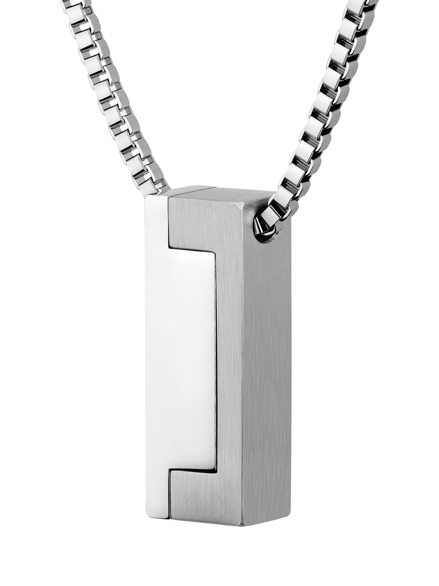 Product image 4 of 8, which shows HUGO BOSS Men's Square Pendant Necklace, Silver