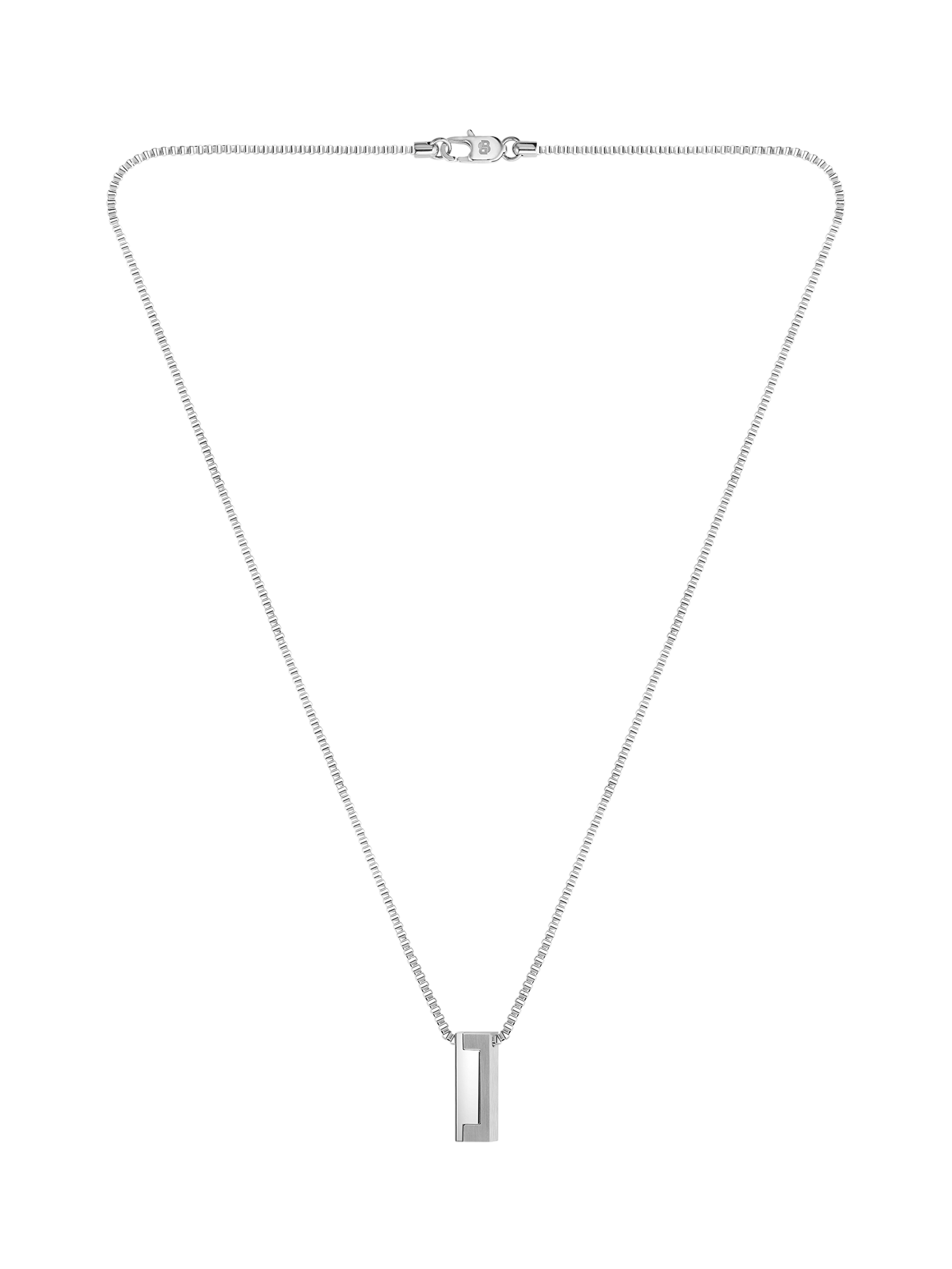 Product image 5 of 8, which shows HUGO BOSS Men's Square Pendant Necklace, Silver