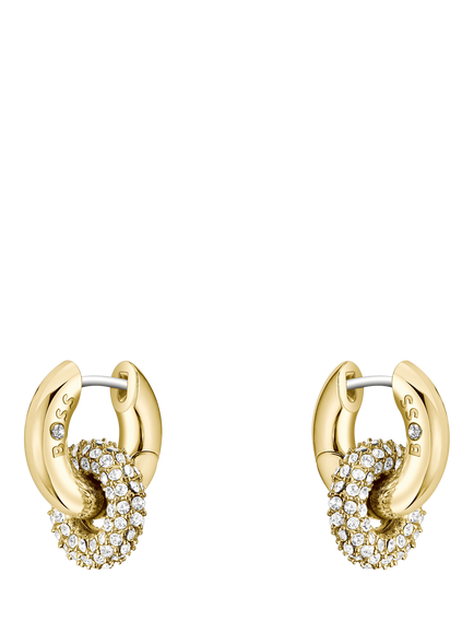 HUGO BOSS Live Precious Crystal Huggie Hoop Earrings, Gold, Gold