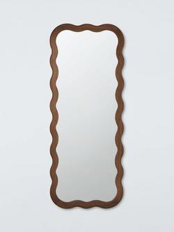 John Lewis Wiggle Full-Length Wood Frame Wall Mirror, 160 x 60cm, Walnut Finish, Black Walnut