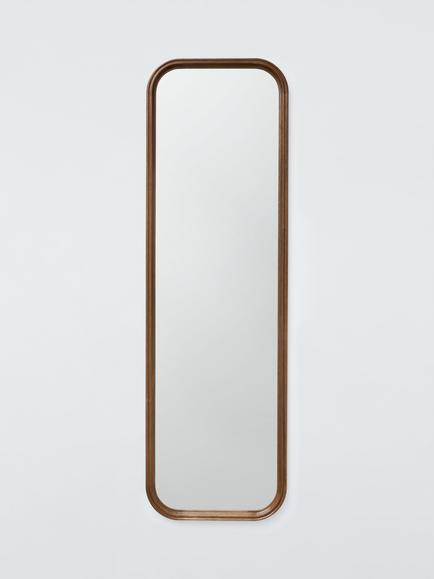 John Lewis Farmhouse Full-Length Rectangular Wood Frame Wall Mirror, 160 x 50cm, Walnut, Black Walnut