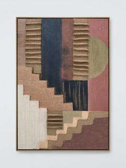 John Lewis Rustic Geometric Shapes Textured Framed Canvas, 100 x 70cm, Multi, Multi