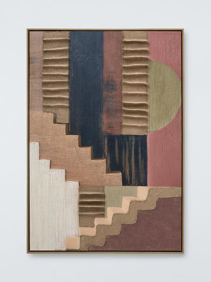 John Lewis Rustic Geometric Shapes Textured Framed Canvas, 100 x 70cm, Multi, Multi